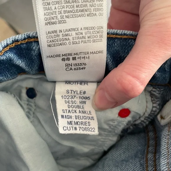 MOTHER SNACKS! Women’s High Waist Double Stack Ankle Denim Sz 24 EUC - Picture 11 of 11